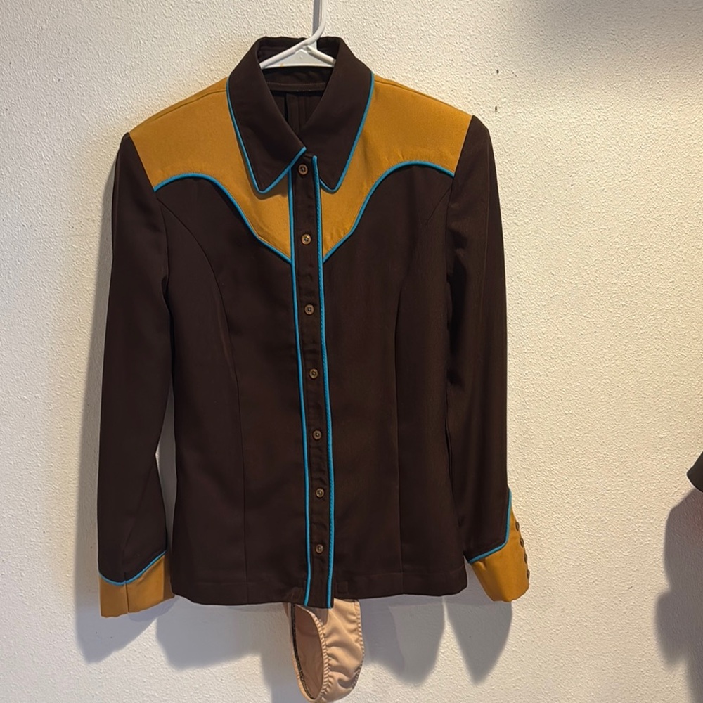Brown, Gold, Turquoise  Western Blouse